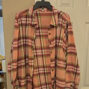 Woman Within Multicolor Plaid Button Down Shirt